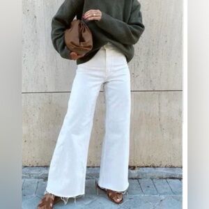 Zara White Marine Jeans sz 2 High-rise, Wide-Leg